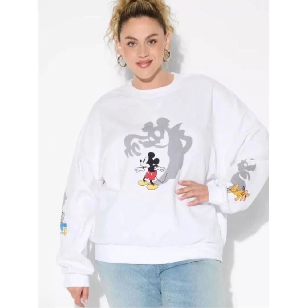 Disney Mickey Mouse & Friends NWT Graphic Sweatshirt White Crewneck Size XS